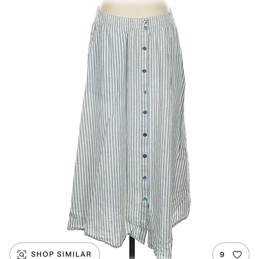 Eileen Fisher Gray and White Striped A-Line Skirt